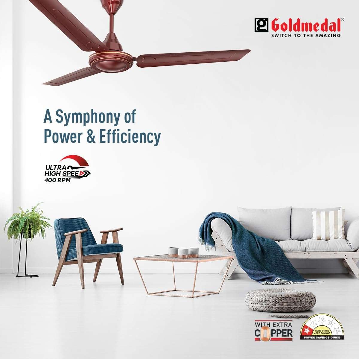 Goldmedal Comet 1200 mm New BEE Certified Star Rated 2026-2028 Economy Ceiling Fan - Image 2
