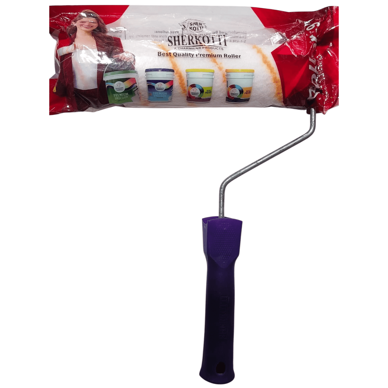 SHERKOTTI Roller 9 Inch Yello Line Refill With Nut Zinc Handle Paint Wall Painting - Image 5